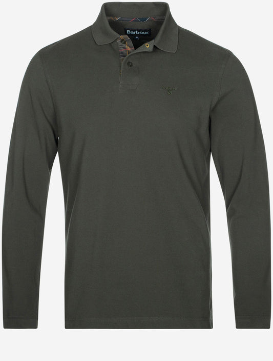 BARBOUR Essential Long Sleeve Sports Polo Forest