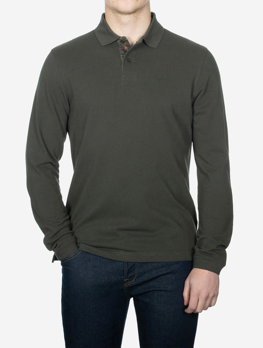 Essential Long Sleeve Sports Polo Forest