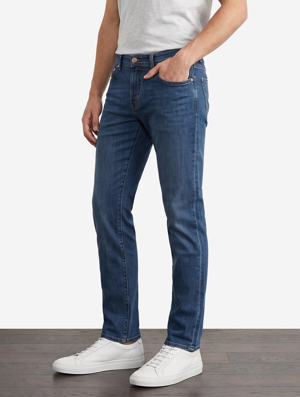 Nick Slim Fit Leather Badge Jean Blue
