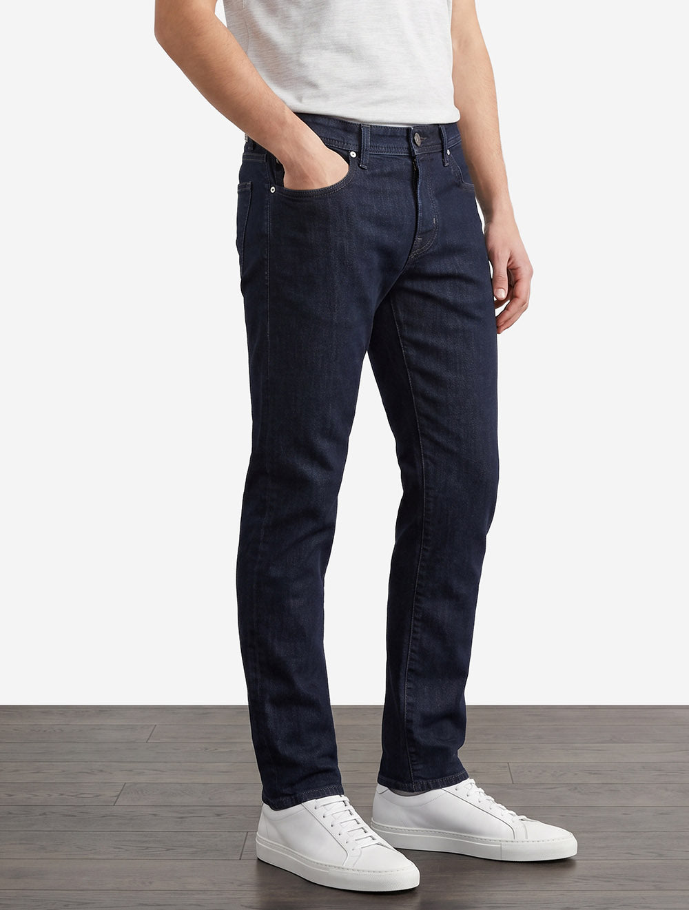 Nick Slim Fit Leather Badge Jean Navy