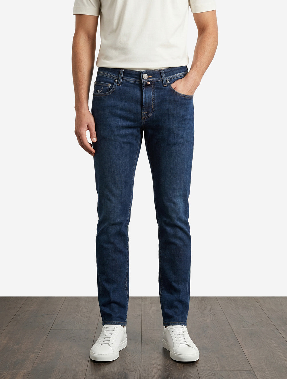 Nick Slim Fit Jeans Denim Striped Badge Blue