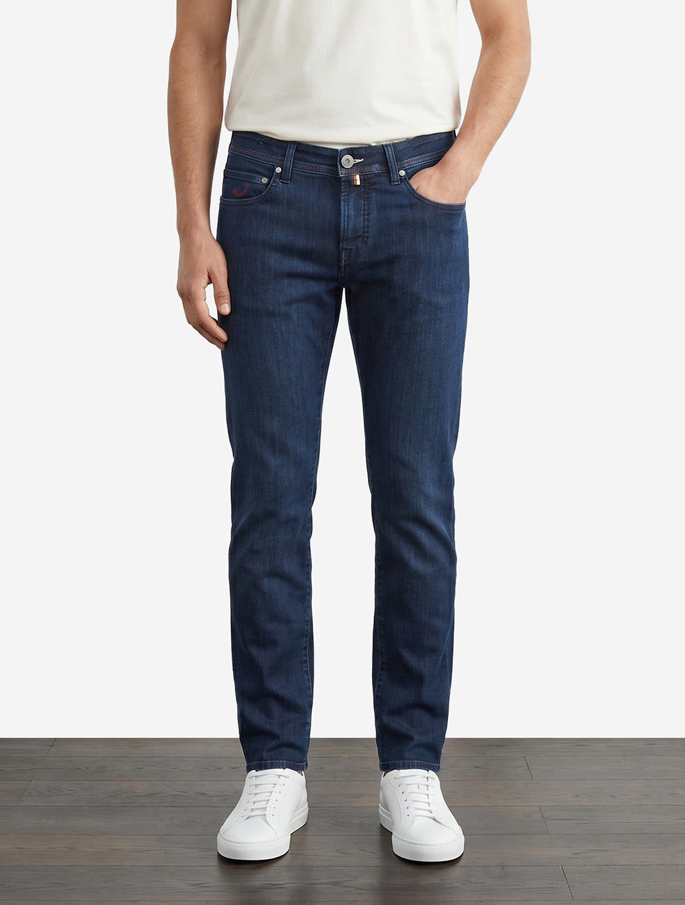 Jean Nick Slim Fit à rayures et badge bleu marine