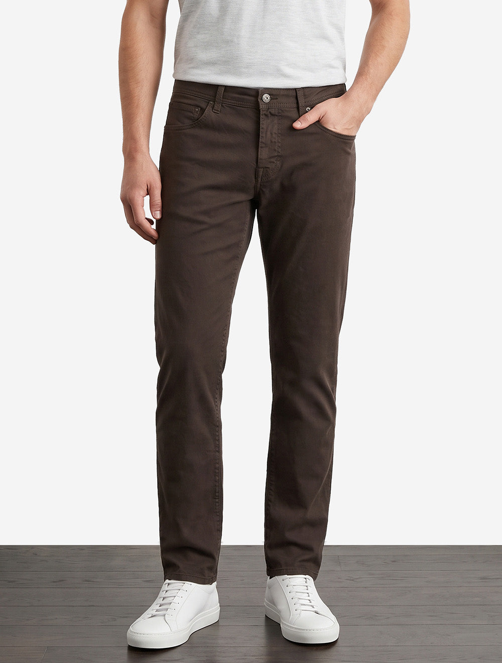 Bobby Slim Fit Gabardine Trouser Brown