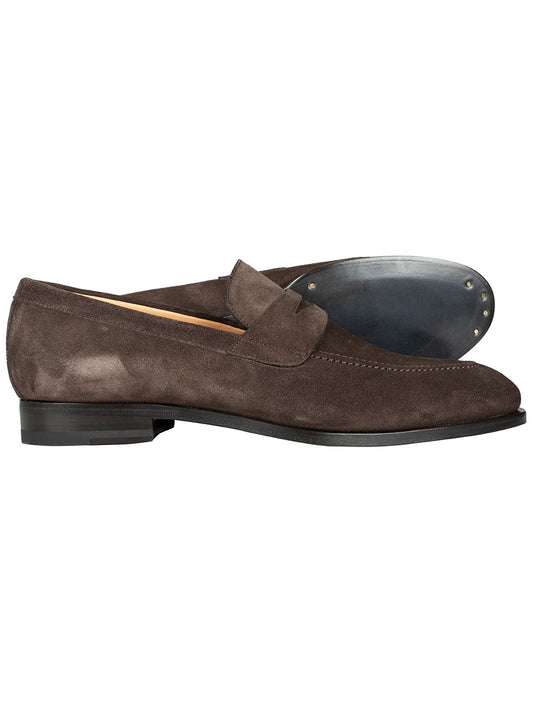 LOUIS COPELAND Suede Penny Loafer Brown