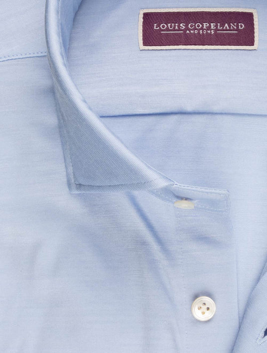 LOUIS COPELAND Fine Wool Single Cuff Casual Shirt Blue