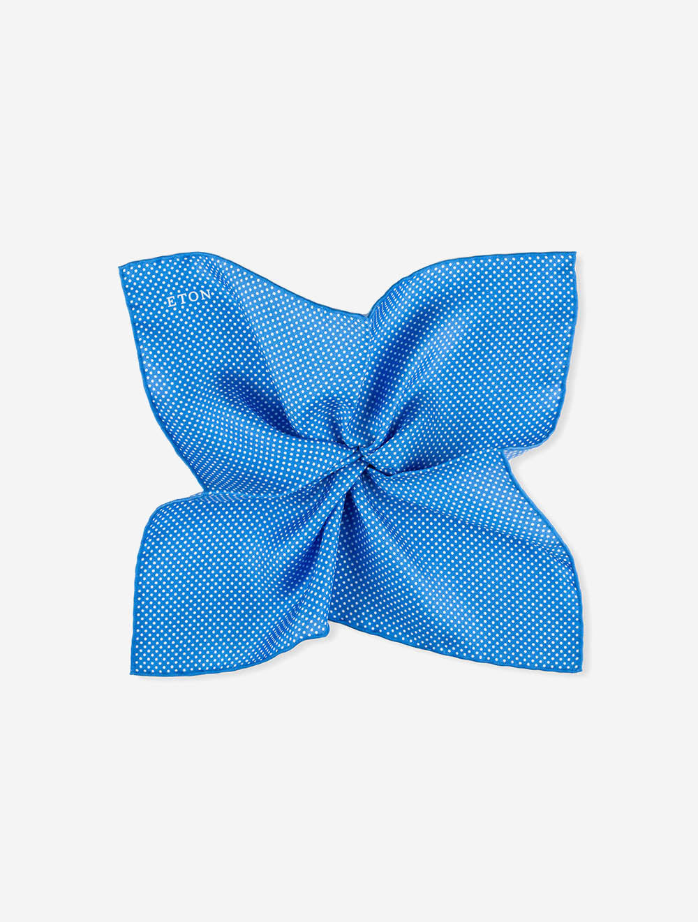 Pochette de costume en soie à pois bleus