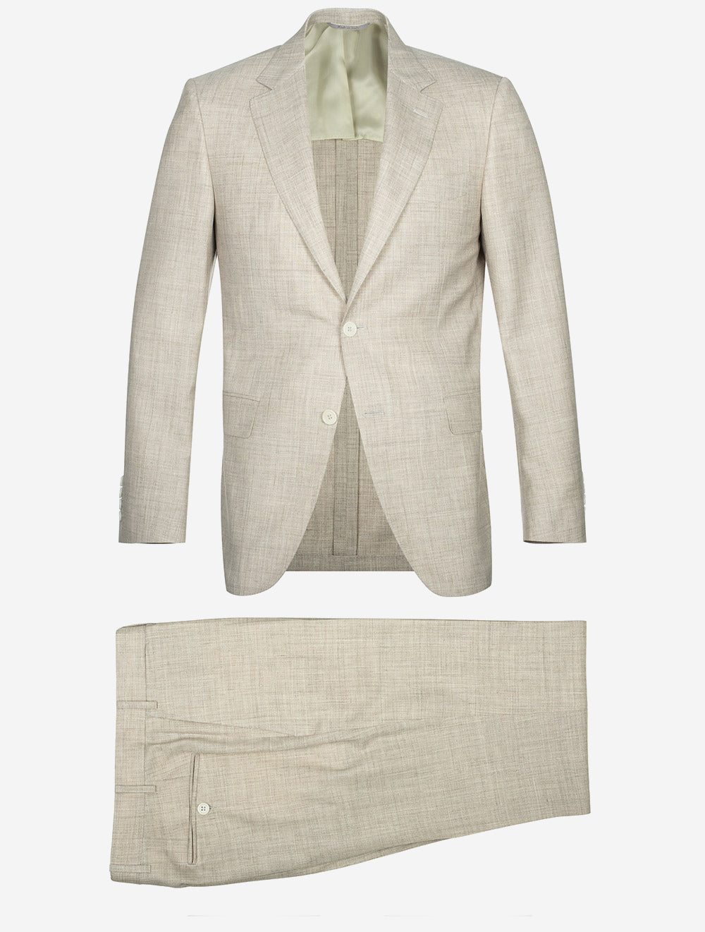 Unlined Wool Silk Linen Suit Beige