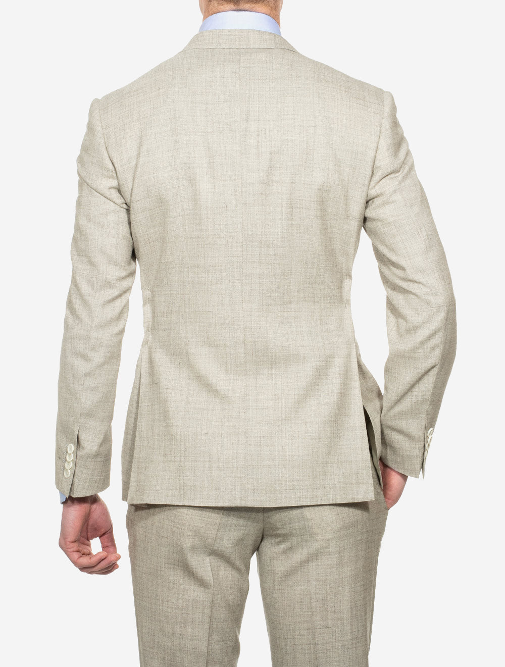 Unlined Wool Silk Linen Suit Beige
