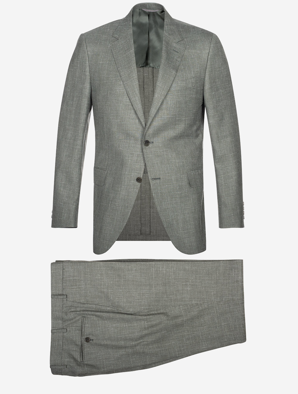 Unlined Wool Silk Linen Suit Green