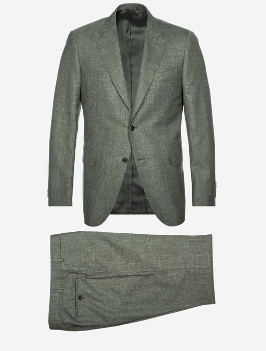 Wool Silk Linen Suit Green