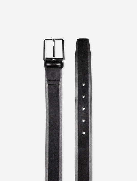 SANTONI Calf Leather Belt Black
