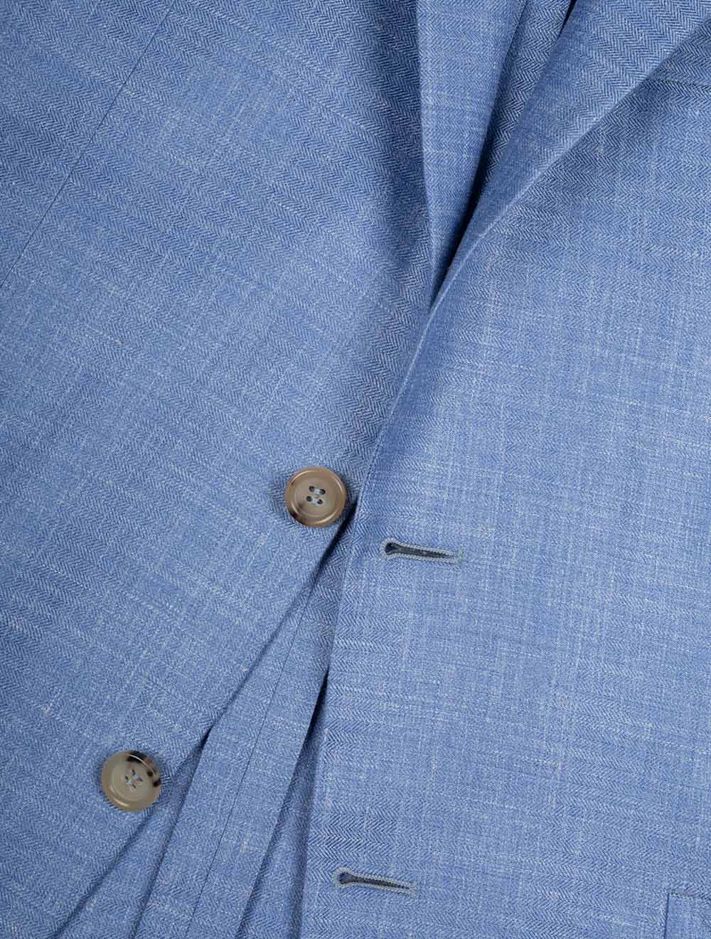 Unlined Wool Silk Linen Jacket Blue