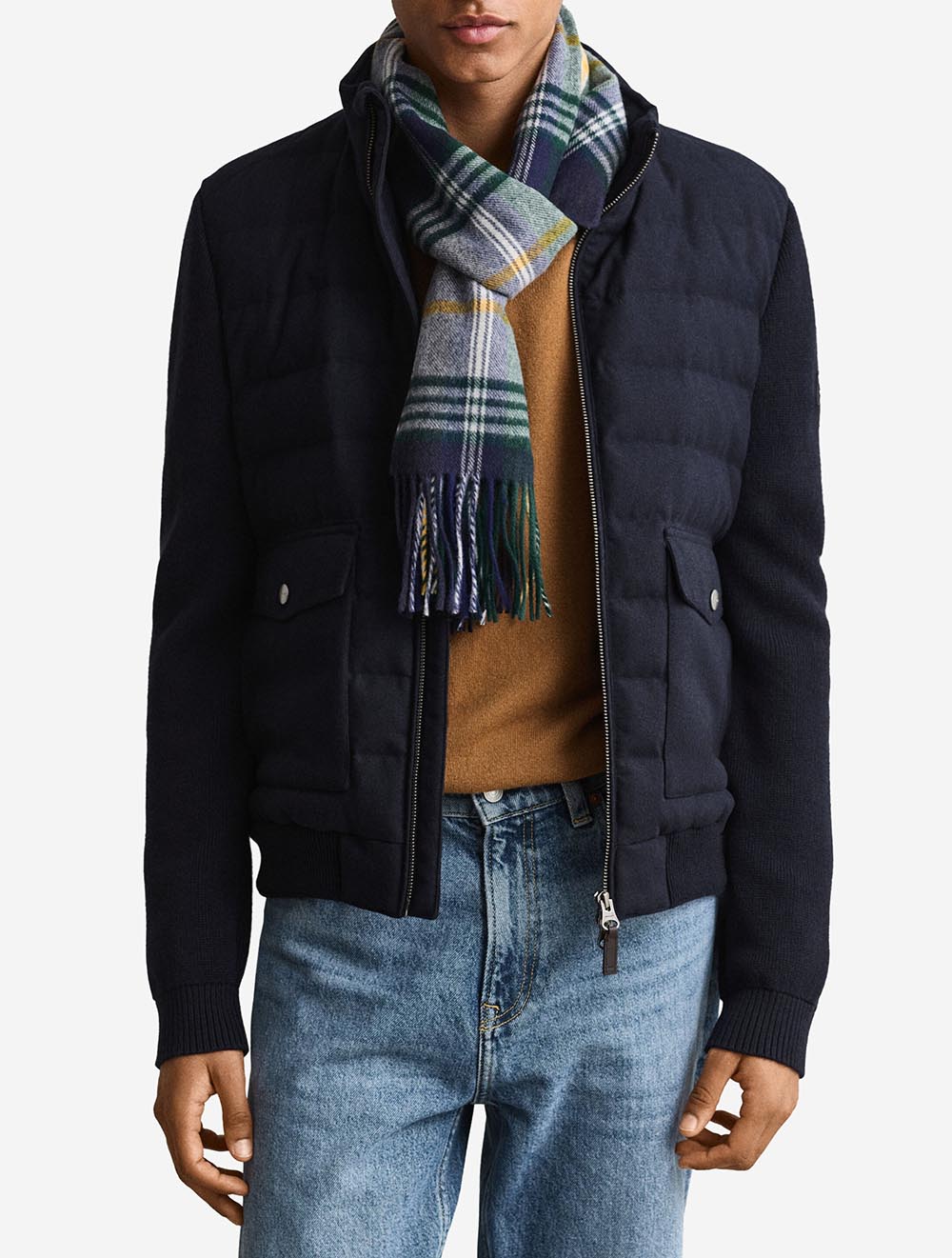 7006647A26 BLUE 433 E380 INSULATED HYBRID FLANNEL JACKET — 2 7006647-433-model-fv-1.jpeg
