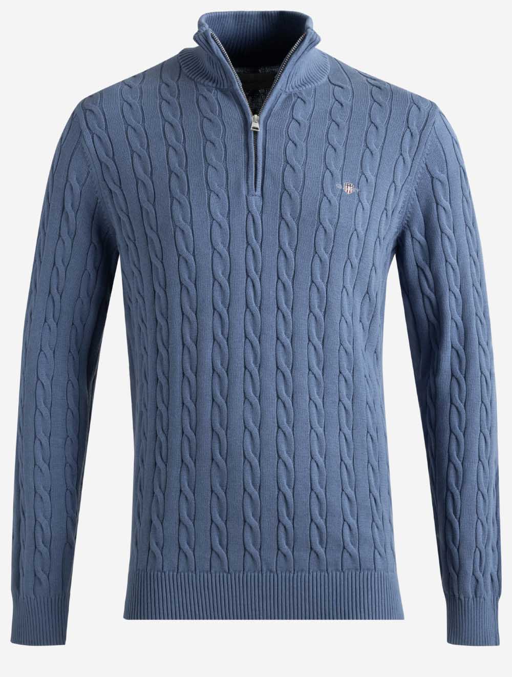 8050603A26 BLUE 476 E150 CABLE KNIT HALF ZIP SWEATER — 1 7S8A2598.jpg