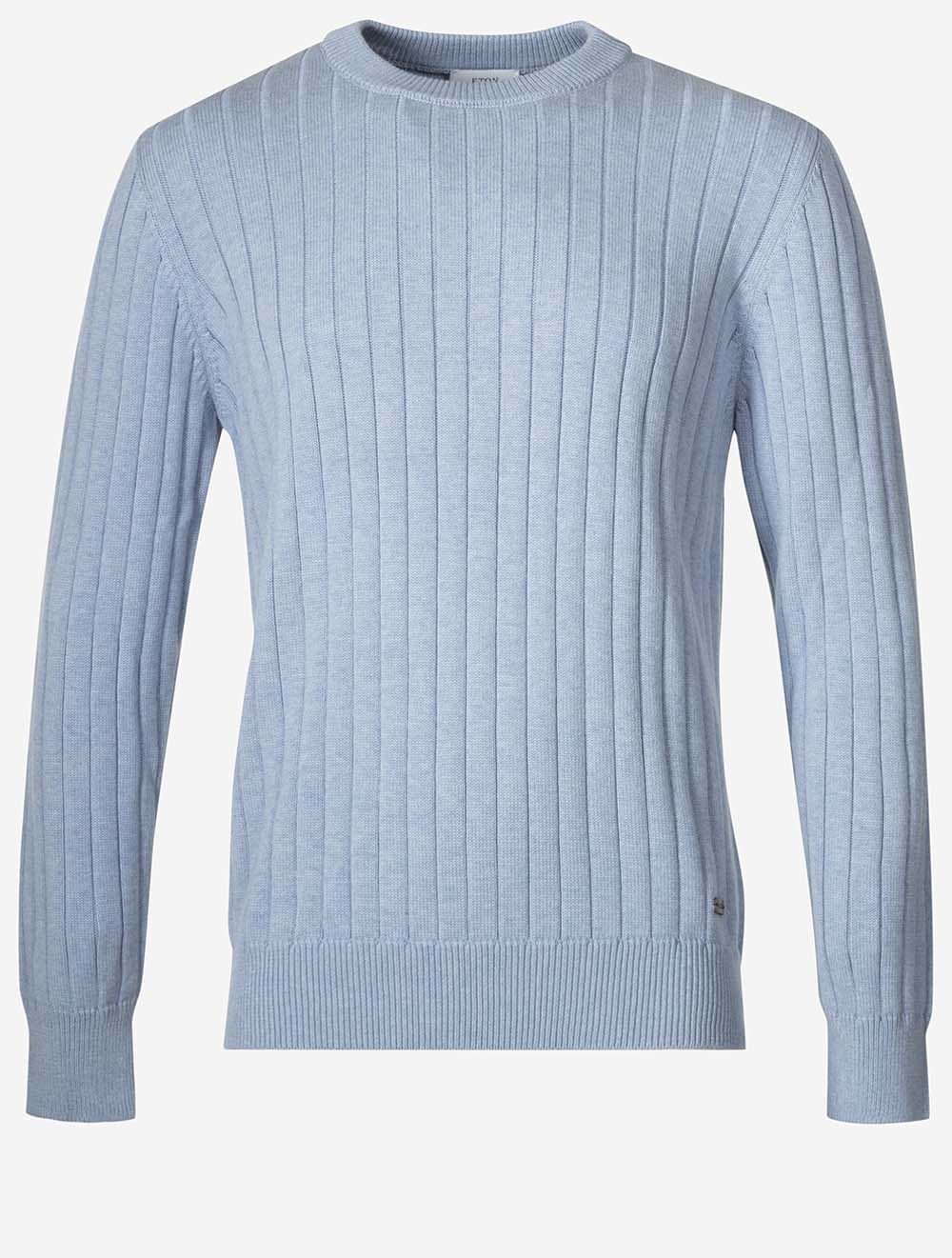 100014390 BLUE 23 E299 ETON Structure Knit Crewneck — 7S8A3952.jpg