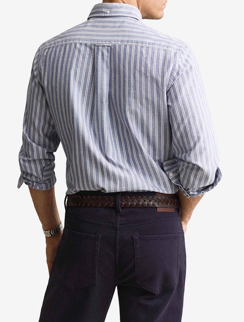 3262014A26 BLUE 436 E120 REG CLASSIC OXFORD STRIPE SHIRT — 3 3262014-436-model-bv-1.jpeg