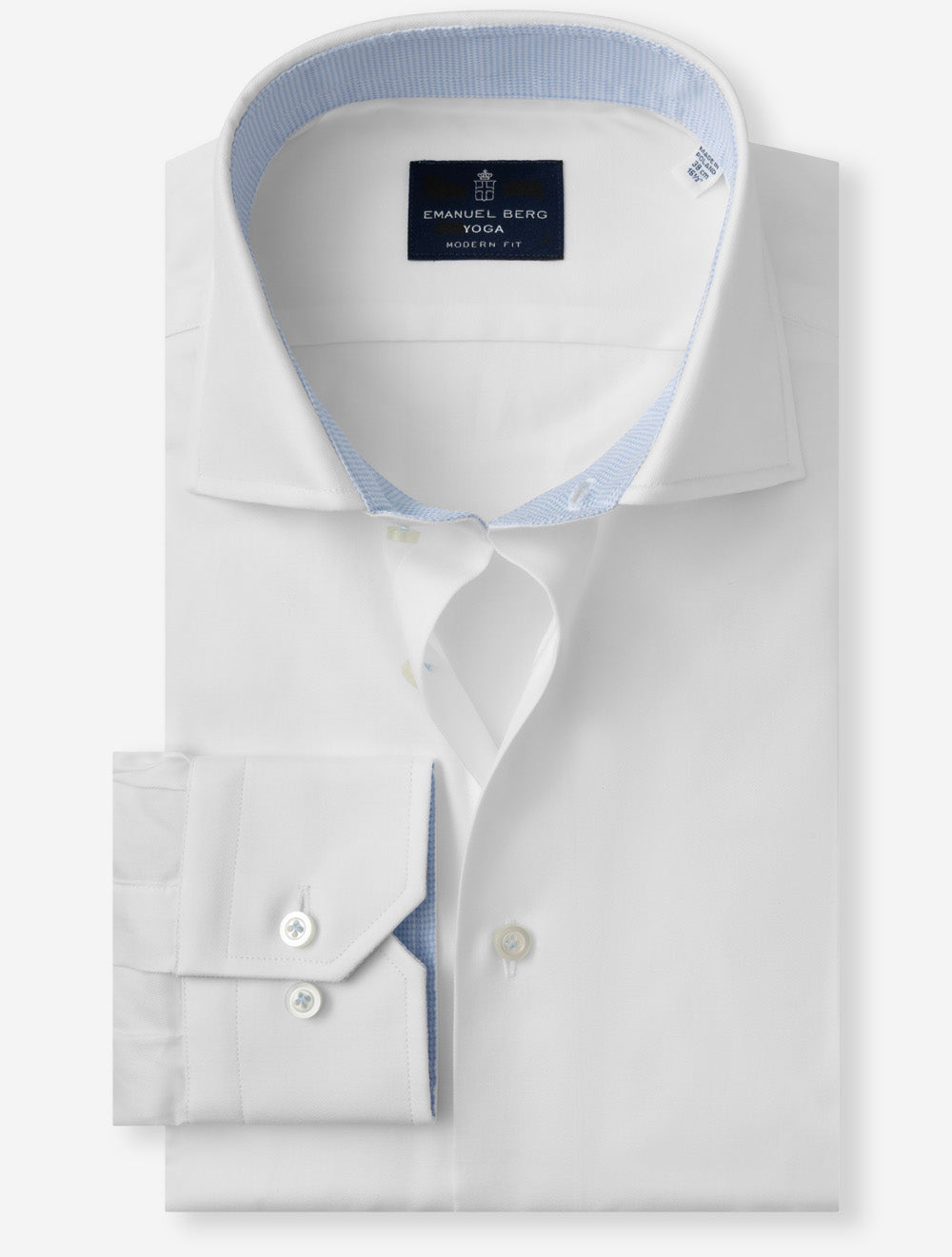 SF15314 WHITE E219 E Berg Modern Fit Plain Shirt — 7S8A9414.jpg