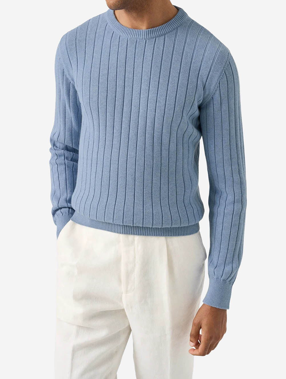 100014390 BLUE 23 E299 ETON Structure Knit Crewneck — 100014390 BLUE 23 E299 ETON Structure Knit Crewneck model.jpg