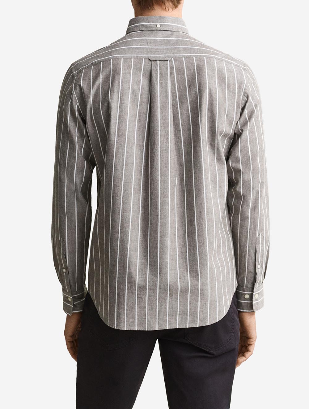 3262005A26 BROWN 281 E120 REG POPLIN MELANGE STRIPE SHIRT — 3 3262005-281-model-bv-1.jpeg