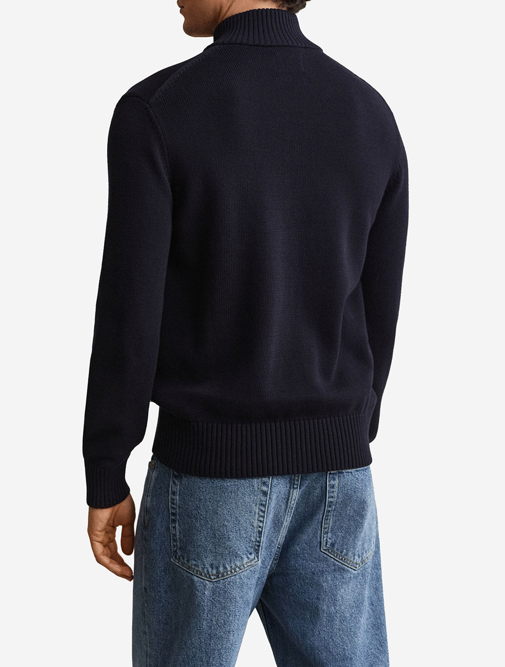 8030305A26 BLUE 433 E190 SUPIMA COTTON HALF BUTTONED NEC — 2 8030305-433-model-bv-1.jpeg