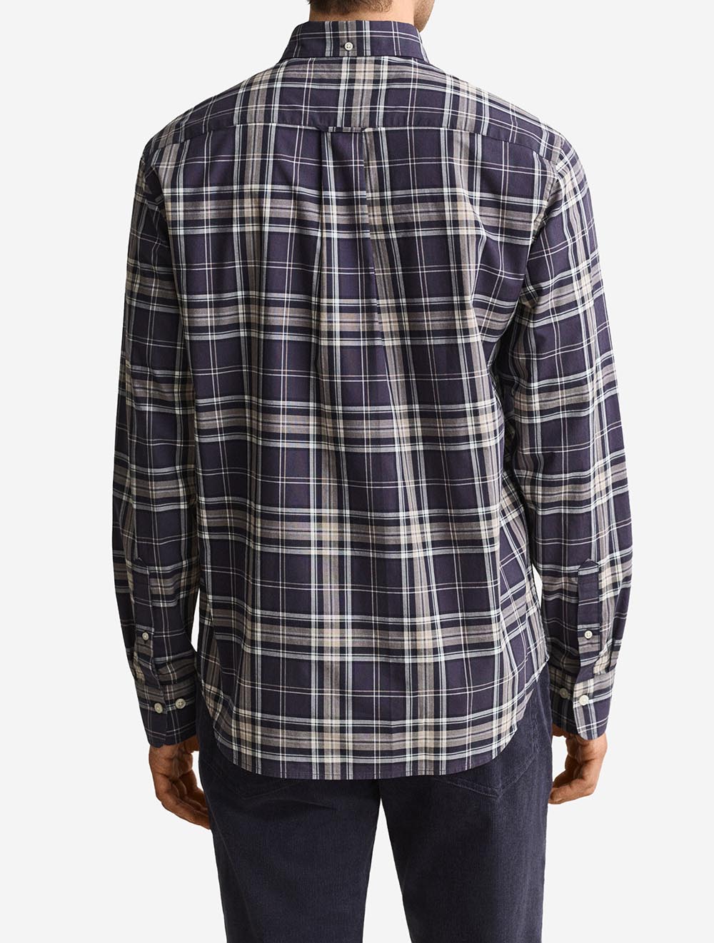 3263001A26 TAUPE 251 E100 REG POPLIN CHECK SHIRT — 2 3263001-251-model-bv-1.jpeg