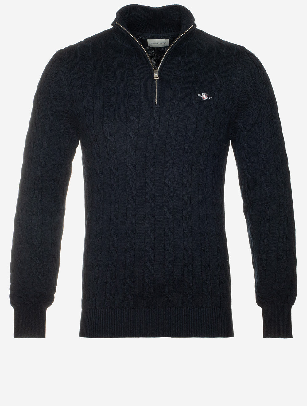 8050603a26 BLUE:433 E150 CABLE KNIT HALF ZIP SWEATER — 1 276A8181.jpg