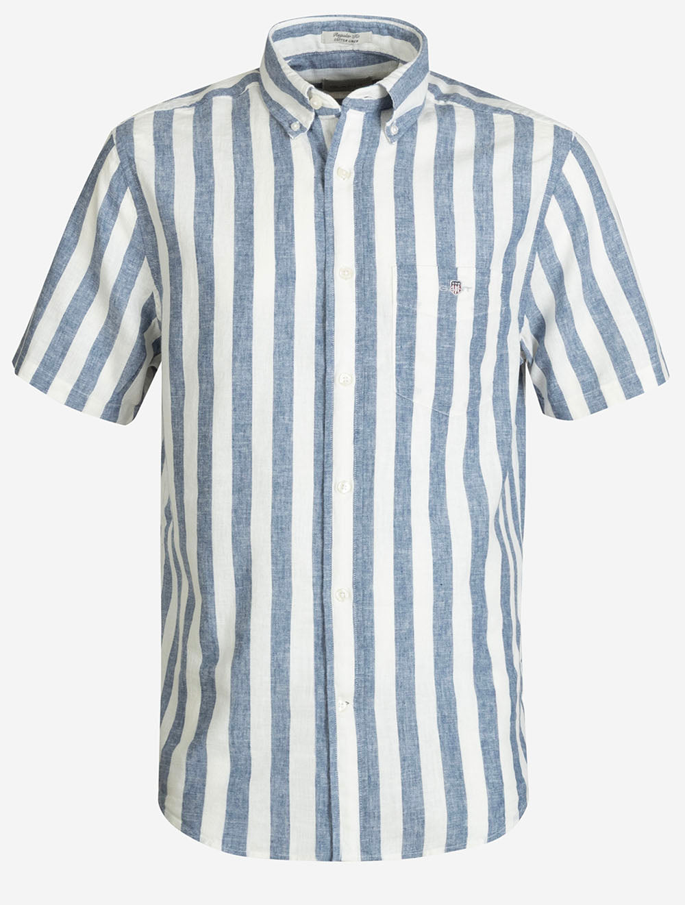 3260020S26 BLUE 442 E110 REG COTTON LINEN STRIPE SS SHIRT — 7S8A5095.jpg