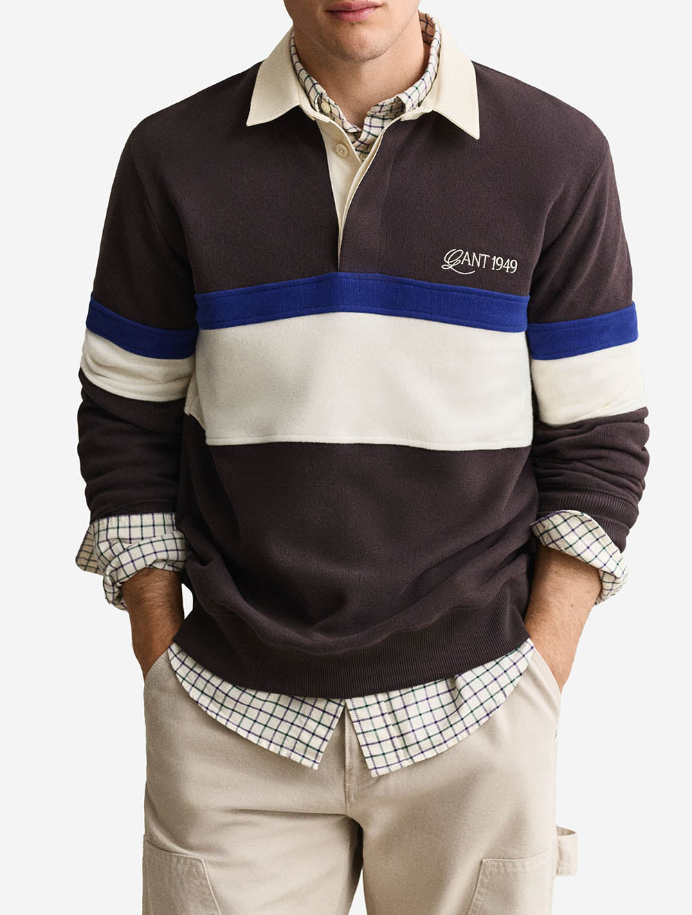 2067180A26 BROWN 221 E180 STRIPED SWEAT HEAVY RUGGER — 2 2067180-221-model-fv-1.jpeg