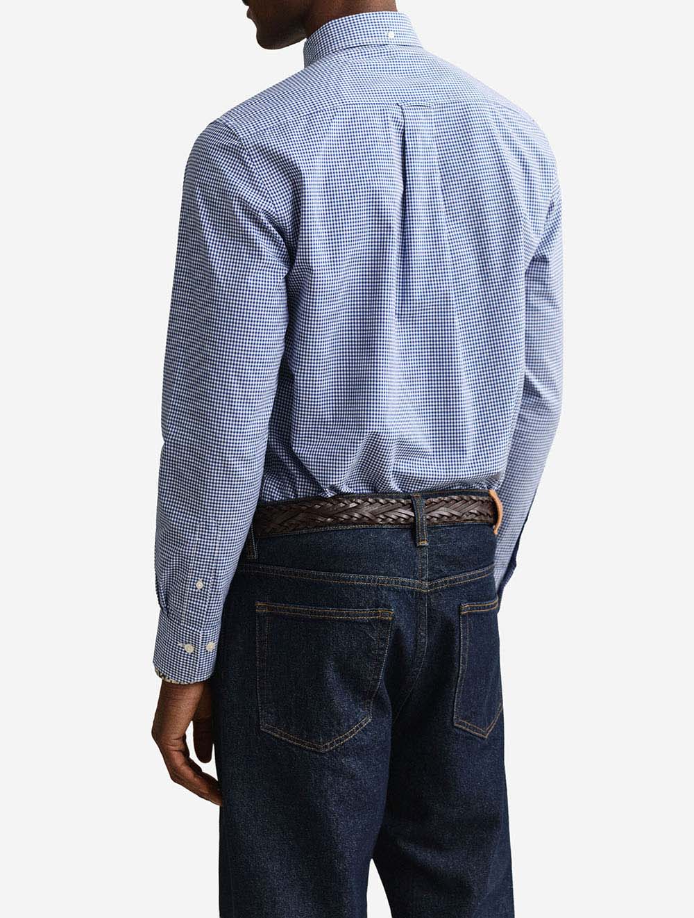 3000150A26 BLUE:436 E110 GANT REG CLASSIC POPLIN GINGHAM SHIRT — imgi_321_time__1765378029__202601-3000150-436-model-bv-1.jpg