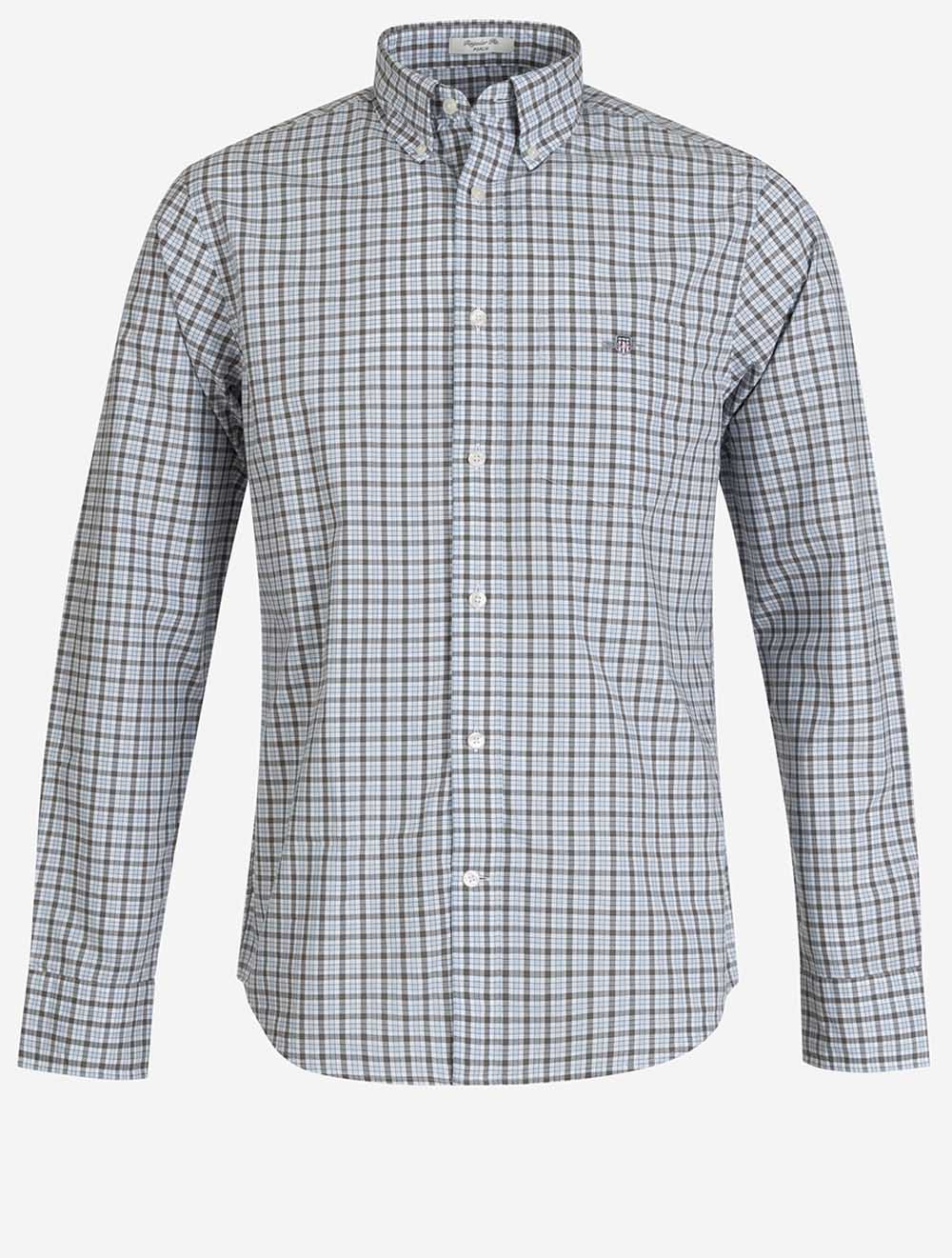 3262002A26 TAUPE 260 E110 REG POPLIN CHECK SHIRT — 7S8A5416.jpg