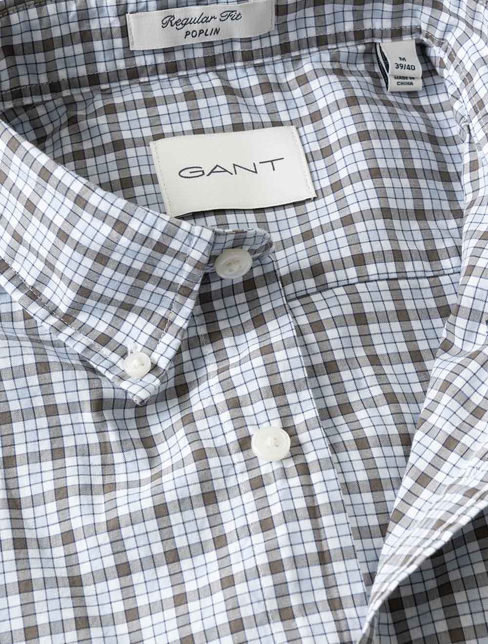 3262002A26 TAUPE 260 E110 REG POPLIN CHECK SHIRT — 7S8A5449.jpg