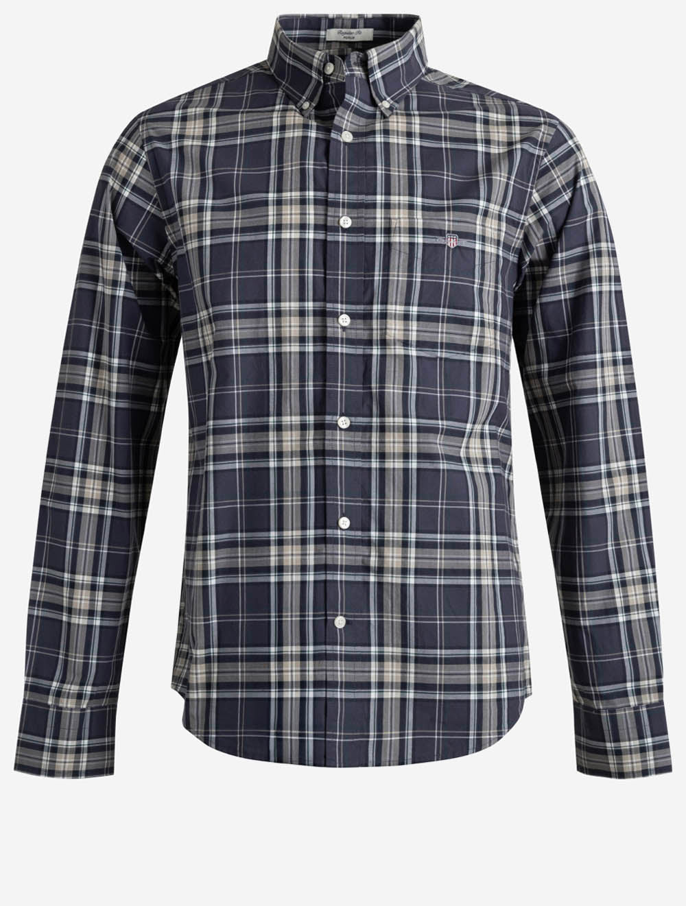 3263001A26 TAUPE 251 E100 REG POPLIN CHECK SHIRT — 1 7S8A1064.jpg