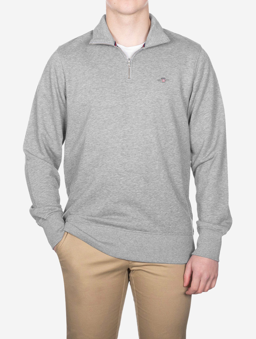 2008005a26 grey melange:93 E120 gant_reg_shield_half_zip_sweat — 2 276A5382.jpg