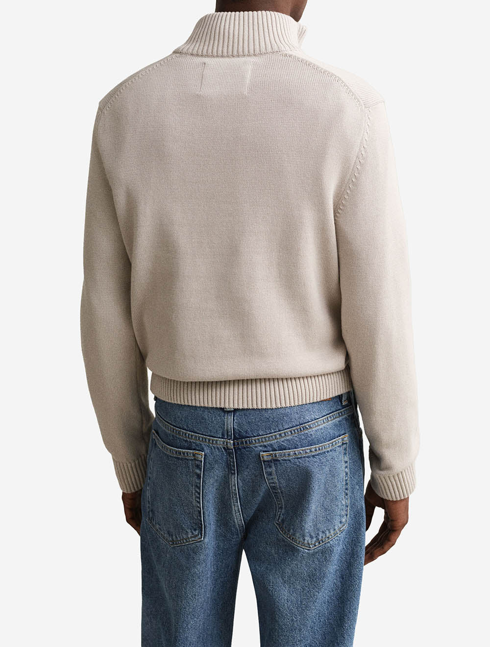 8030170A26 BEIGE 215 E140 CASUAL COTTON HALF ZIP — 2 8030170-215-model-bv-1.jpeg
