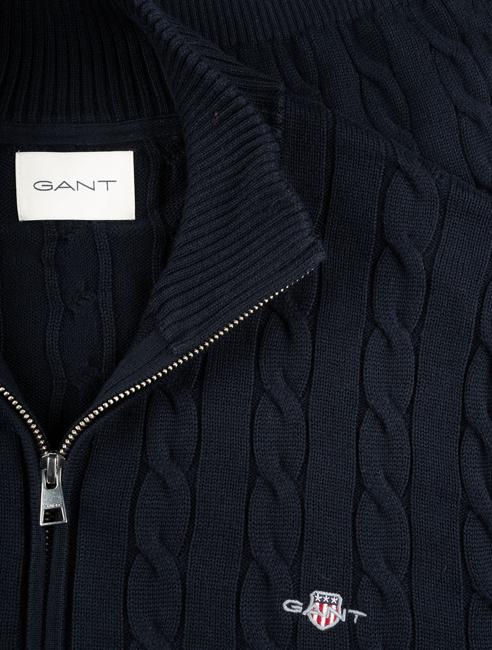 8050603a26 BLUE:433 E150 CABLE KNIT HALF ZIP SWEATER — 276A8213.jpg