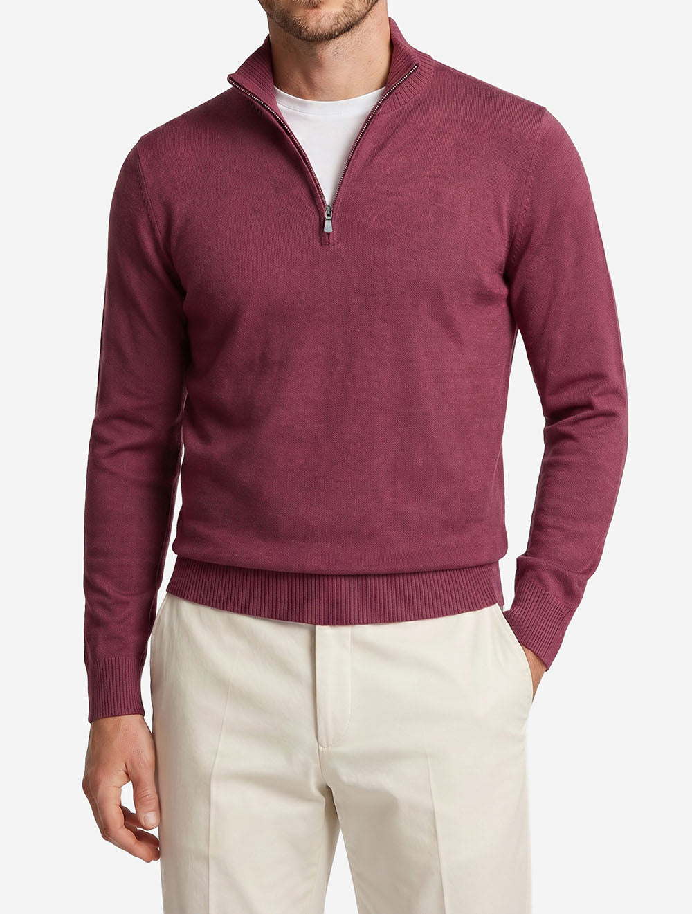 5712628411 B222 E239 Gran Sasso Mock Zip Knitwear — 5712628411 B222 E239 Gran Sasso Mock Zip Knitwear2 model.jpg