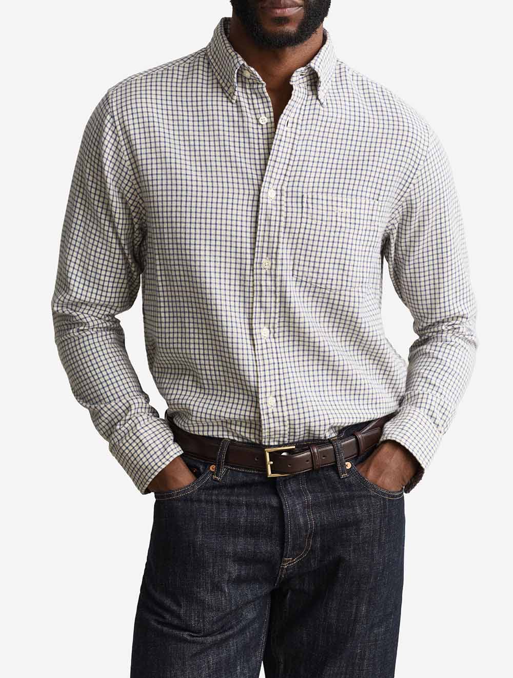 3263034A26 BLUE 476 E130 REG WINDBLOWN FLANNEL CHECK SHIRT — 2 3263034-476-model-fv-1.jpeg