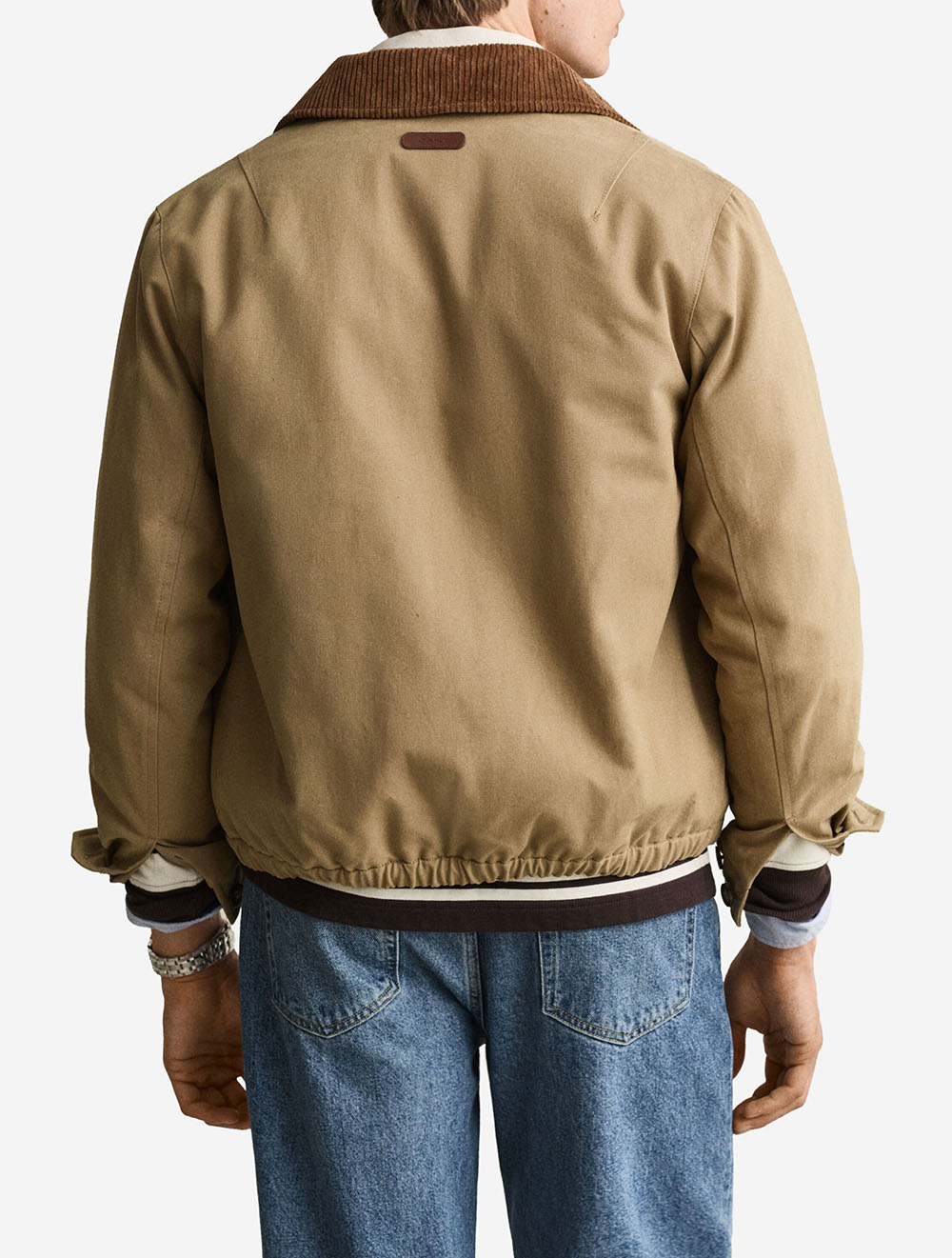 7006687A26 TAUPE 264 E400 MOLESKIN HARRINGTON JACKET — 3 7006687-264-model-bv-1.jpg