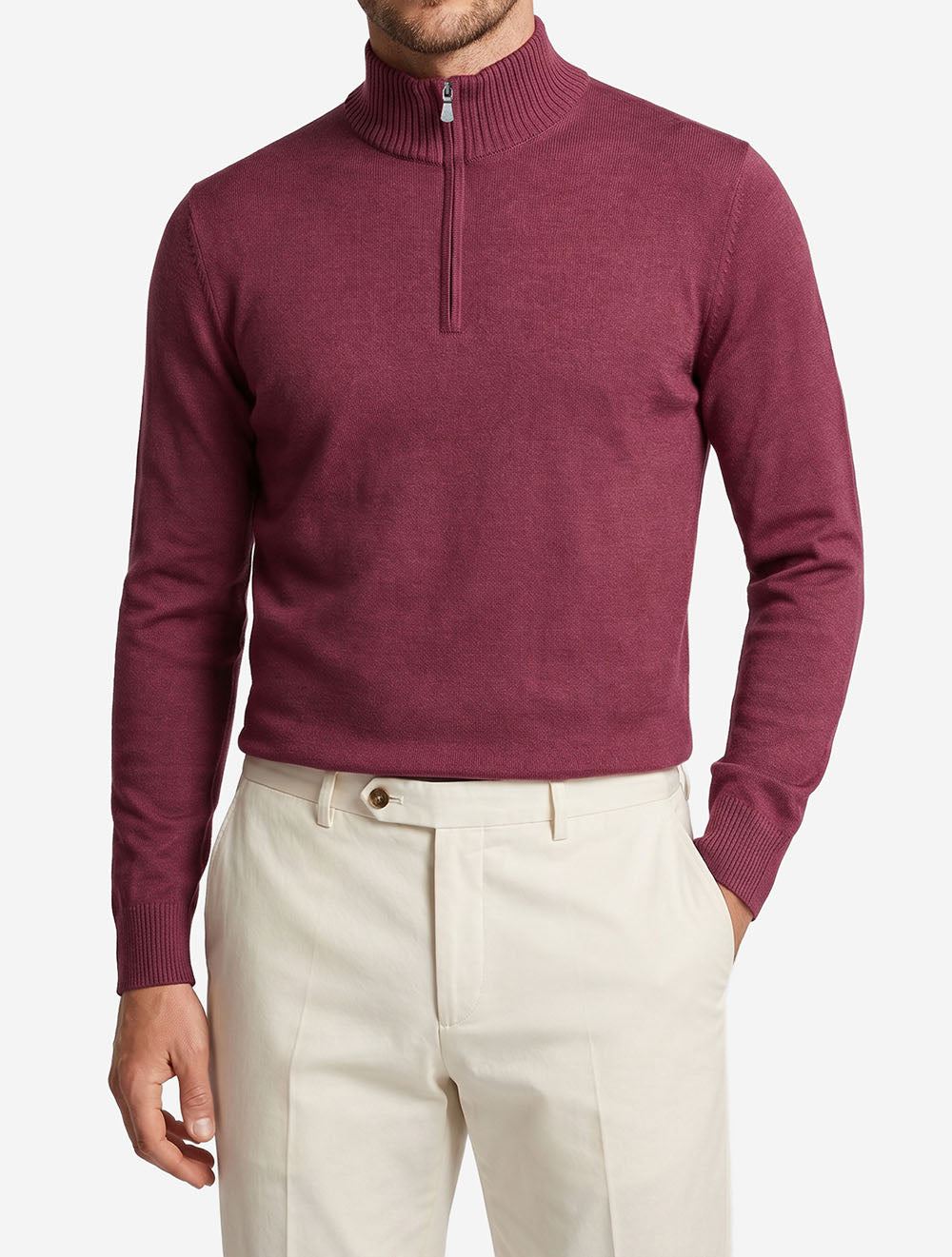 5712628411 B222 E239 Gran Sasso Mock Zip Knitwear — 5712628411 B222 E239 Gran Sasso Mock Zip Knitwear model.jpg