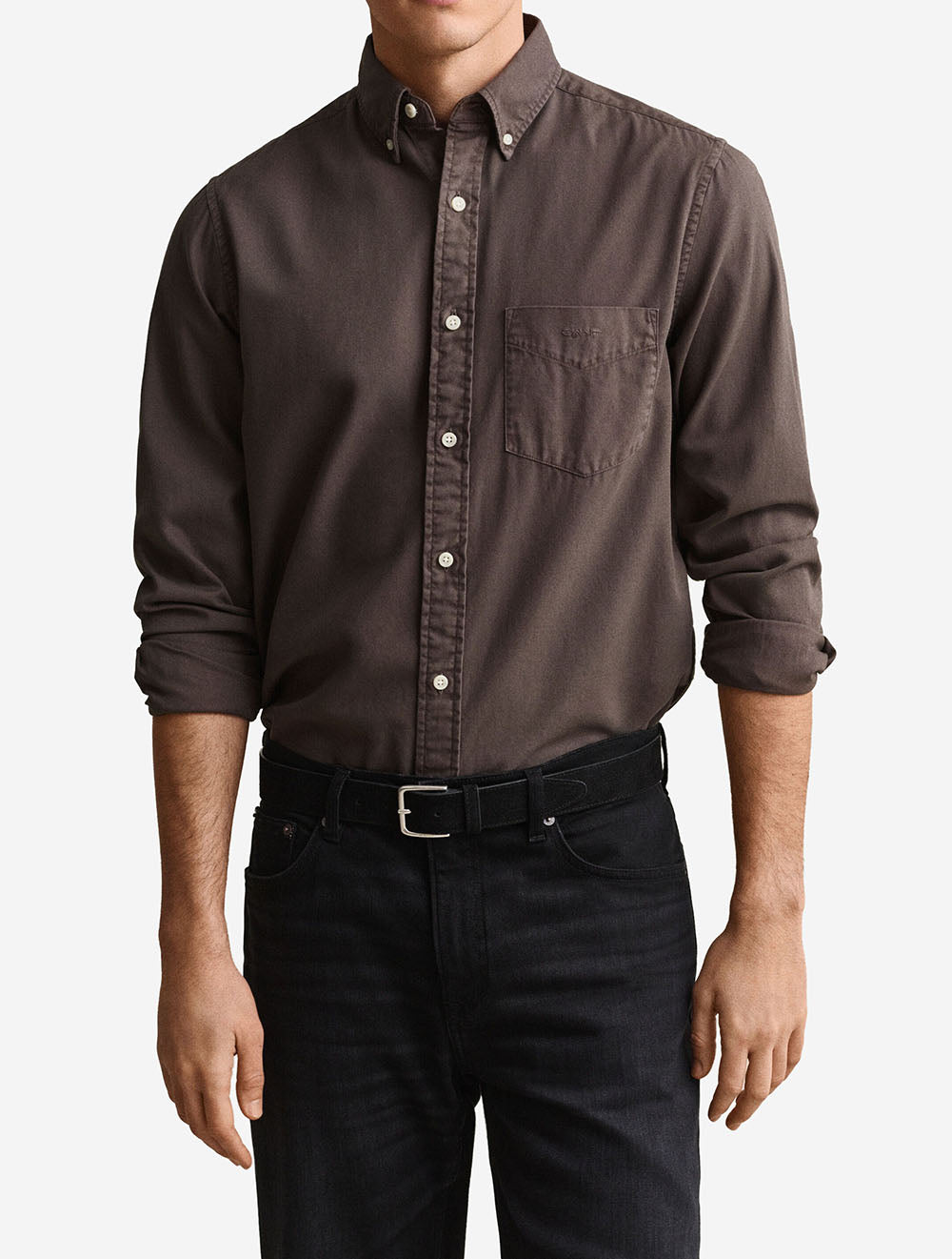 3250203A26 BROWN 262 E130 REG GMNT DYED TWILL SHIRT — 2 3250203A26 BROWN 262.jpeg