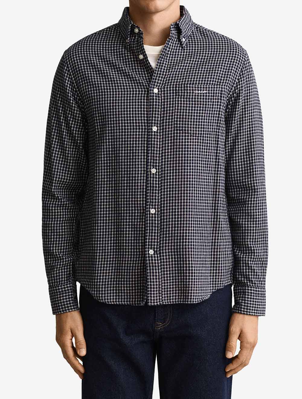 3263034A26 BLUE 433 E130 REG WINDBLOWN FLANNEL CHECK SHIRT — 2 3263034-433-model-fit-1.jpeg