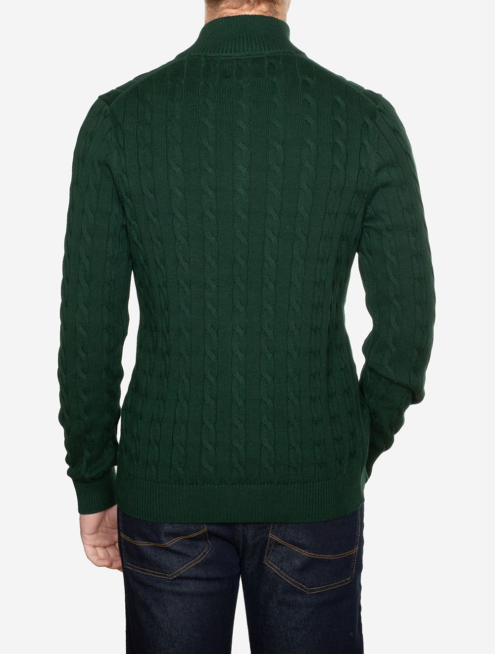 8050603A26 GREEN:374 E150 CABLE KNIT HALF ZIP SWEATER — 276A5781.jpg