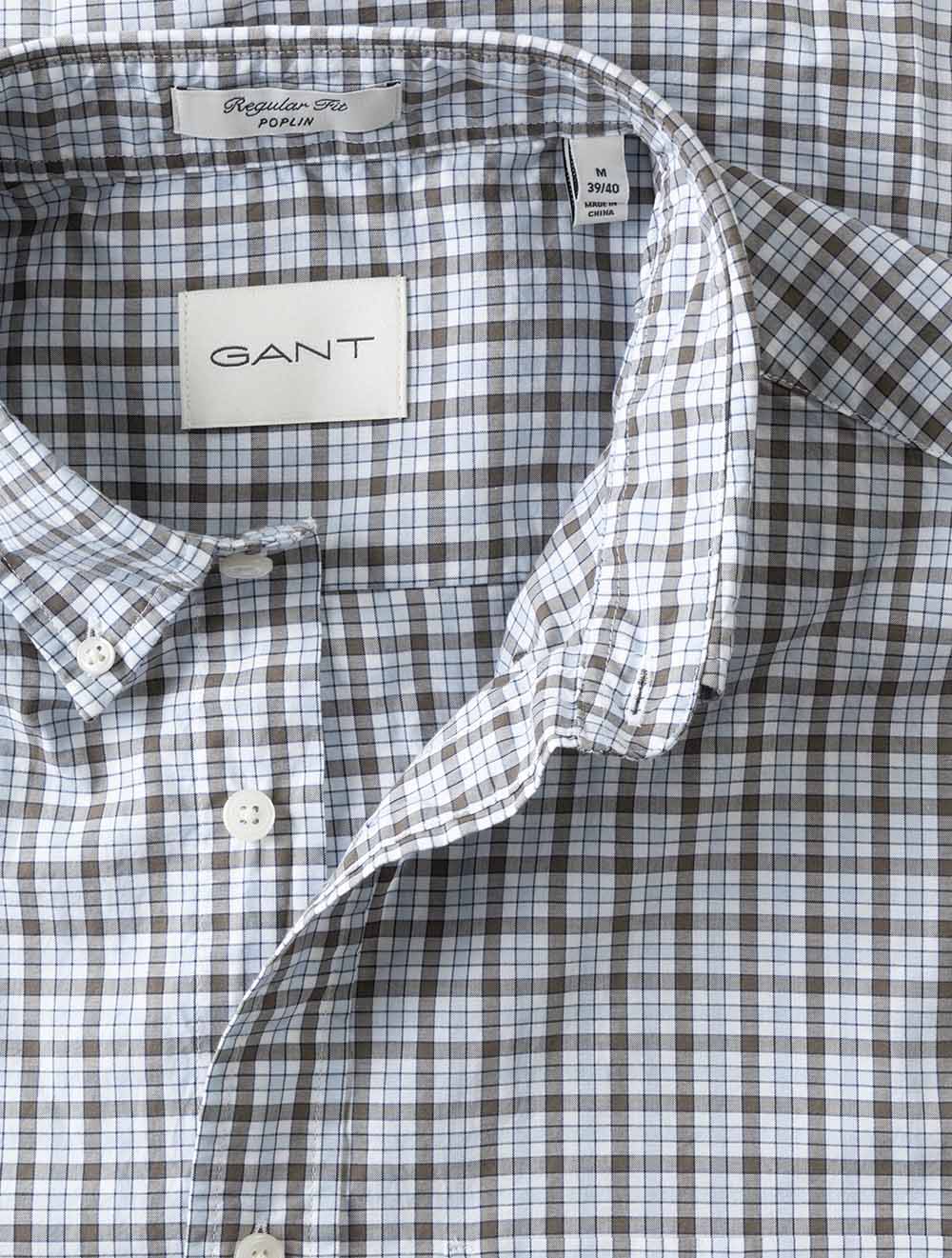 3262002A26 TAUPE 260 E110 REG POPLIN CHECK SHIRT — 7S8A5447.jpg