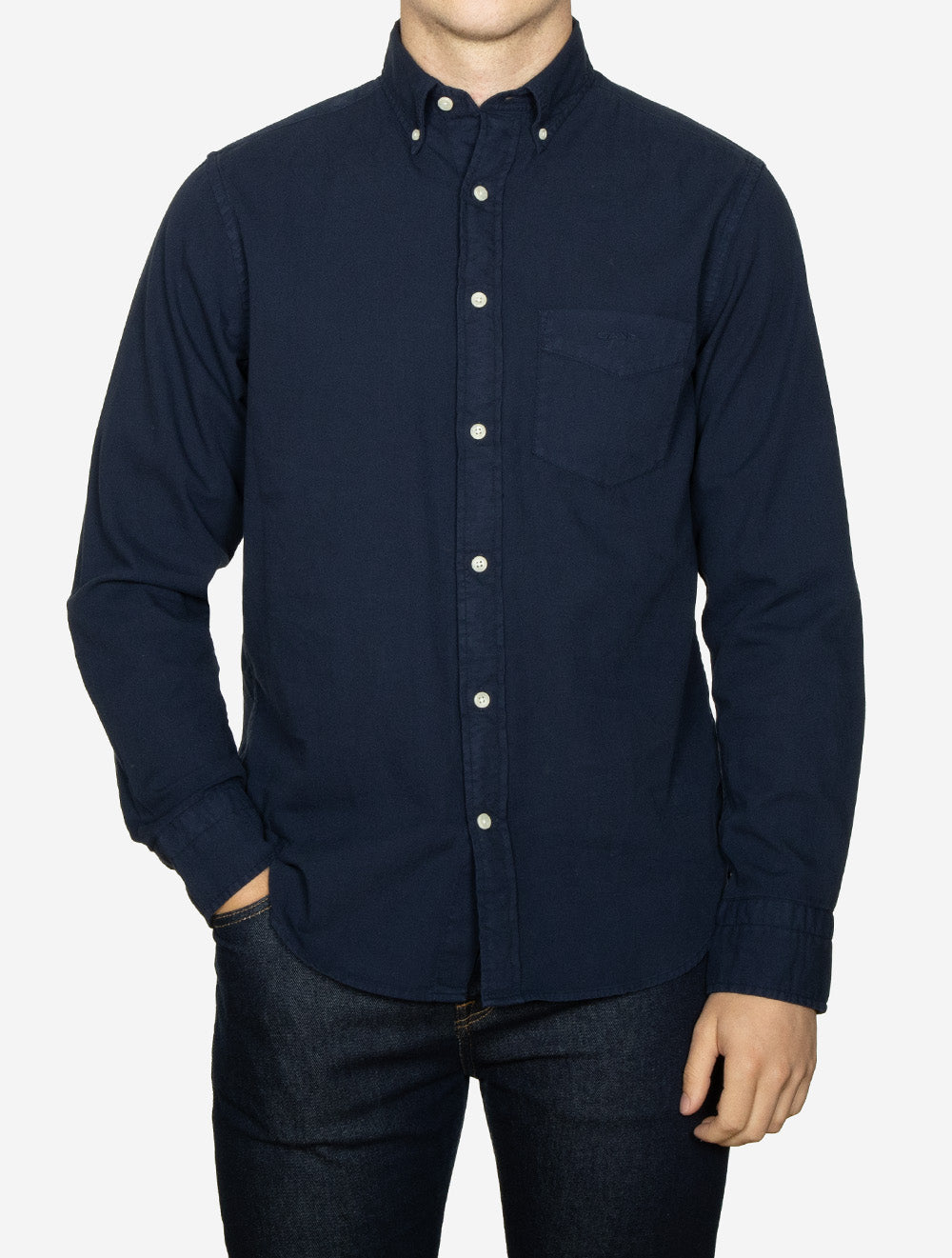 3250203A26 BLUE:433 E130 GANT REG GMNT DYED TWILL SHIRT — 2 7S8A9522.jpg