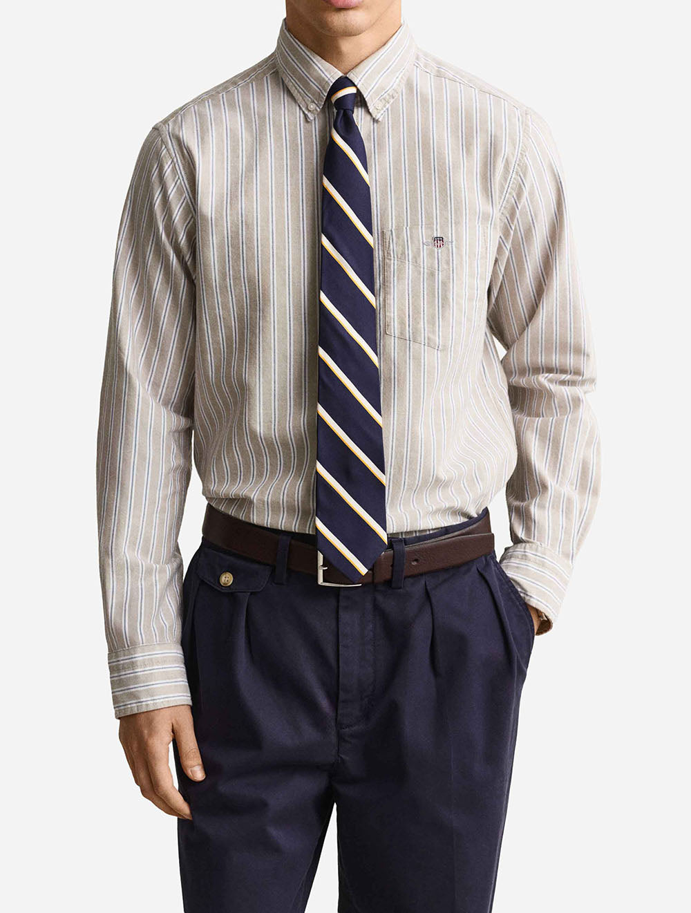 3262014A26 TAUPE 264 E120 REG CLASSIC OXFORD STRIPE SHIRT — 2 3262014A26 TAUPE 264 E120 REG CLASSIC OXFORD STRIPE SHIRT.jpg
