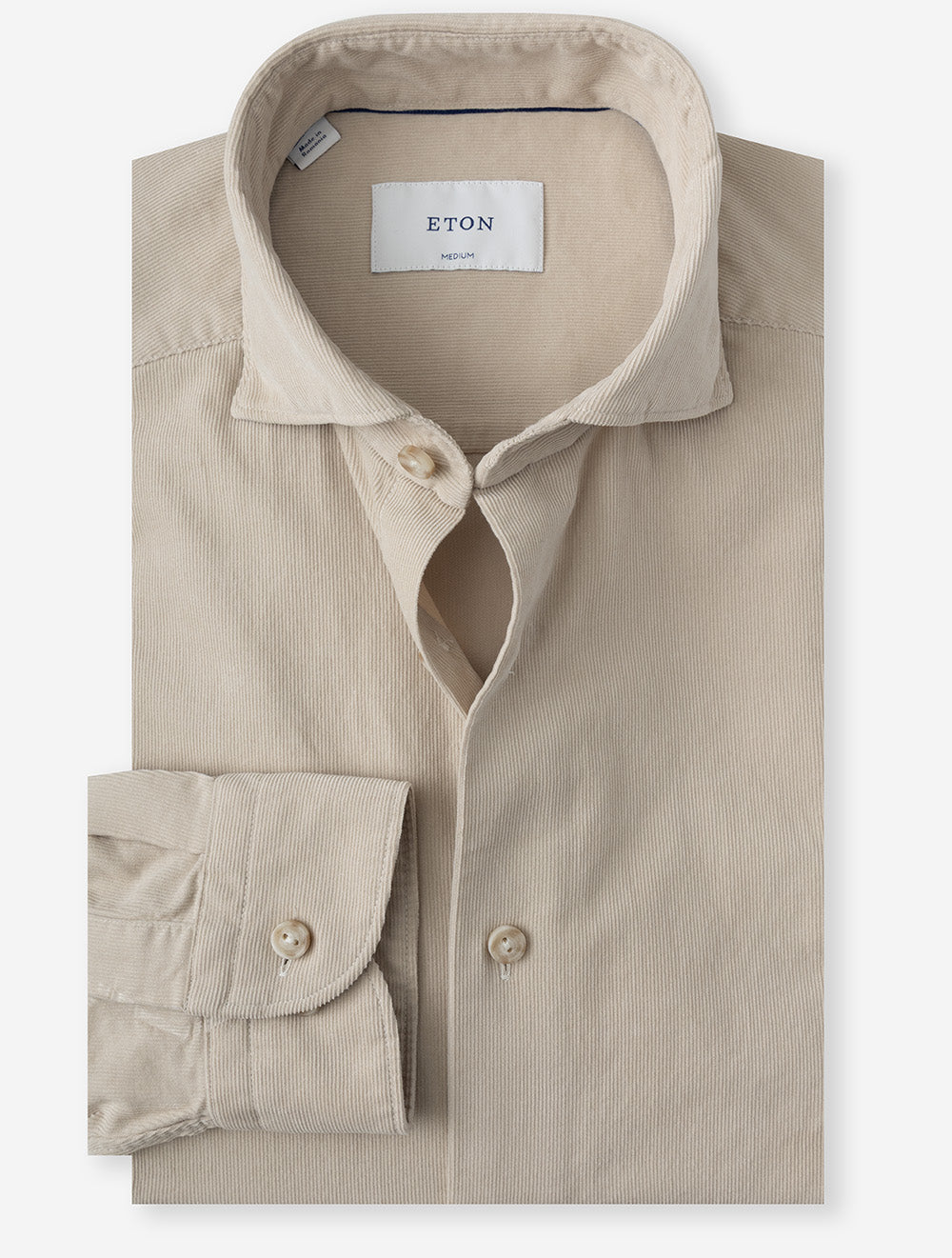 100015464 BEIGE:30 E230 ETON Solid Corduroy Shirt — image-01.jpg