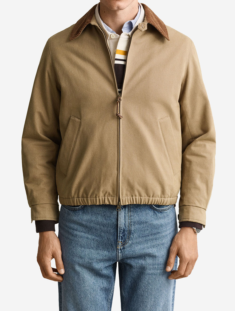 7006687A26 TAUPE 264 E400 MOLESKIN HARRINGTON JACKET — 2 7006687-264-model-afit-1.jpg