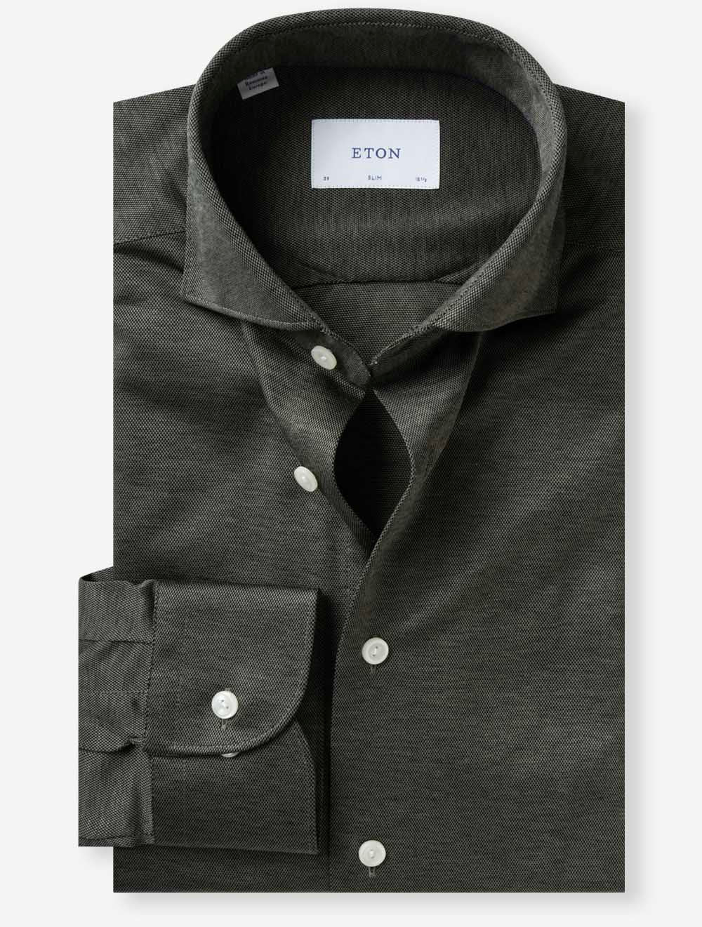 100014987 GREEN 69 E239 ETON Slim Jacquard Knit Shirt — 7S8A7916.jpg