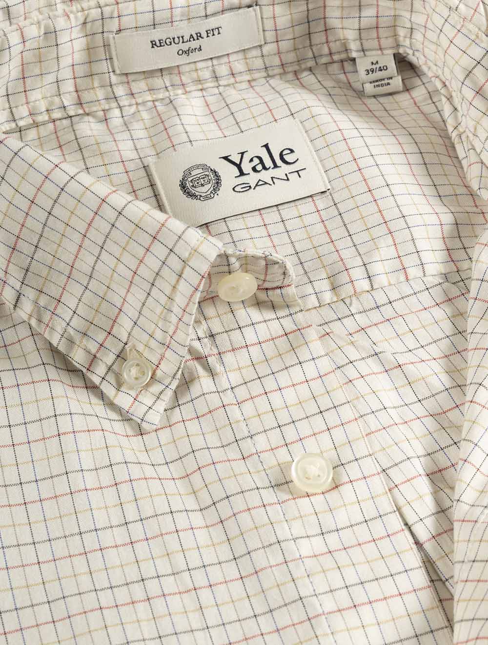 3262101A26 CREAM 130 E180 YALE REG OXFORD CHECK SHIRT — 7S8A7450.jpg