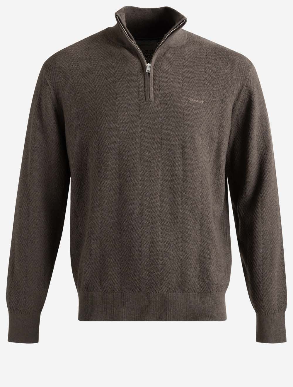 8050333A26 BROWN 281 E160 HERRINGBONE TEXTURE HALF ZIP — 1 7S8A2593.jpg
